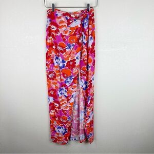 L Space Swim Cover Up Slit Tropical Sarong Skirt Large Pink Vacation